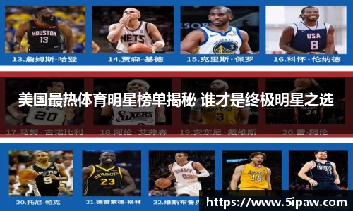 美国最热体育明星榜单揭秘 谁才是终极明星之选